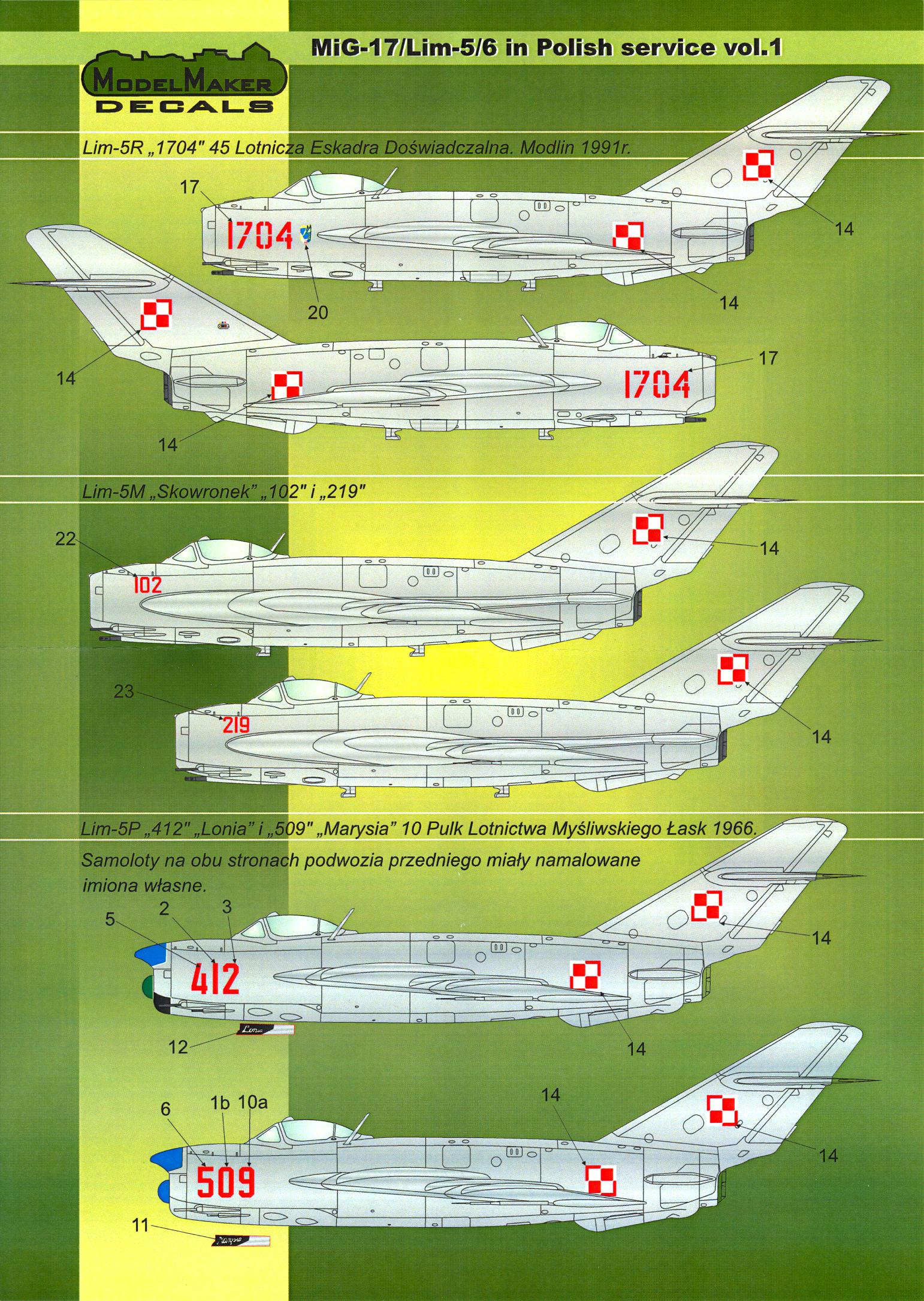 Model Maker Decals Mikoyan Mig Lim Fighters In Polish